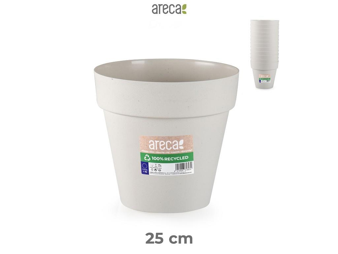 ARECA Eco - Maceta Redonda Decorativa 25 cm Clásica Beige Jaspeado