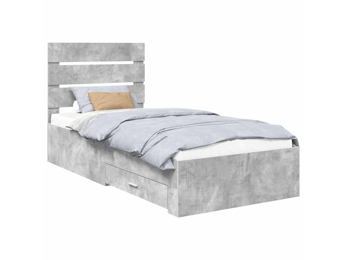 Maison Exclusive - Estructura De Cama Con Cajón Gris Concreto 100 X 200 Cm