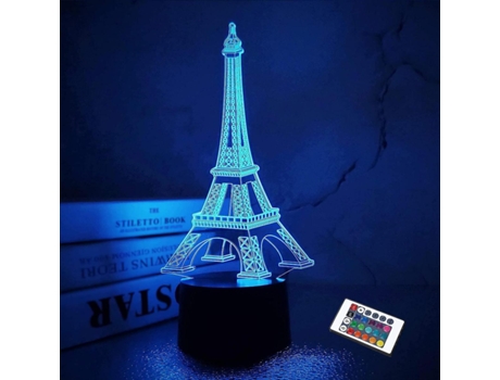 Luz de la Torre Eiffel ilusión 3D decoración del dormitorio luz LED con control remoto 16 variaciones de color estilo parisino regalo de cumpleaños...