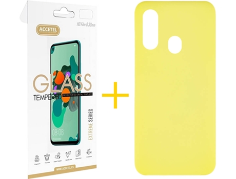 Carcasa + Protector de Pantalla Samsung A20e ACCETEL Amarillo