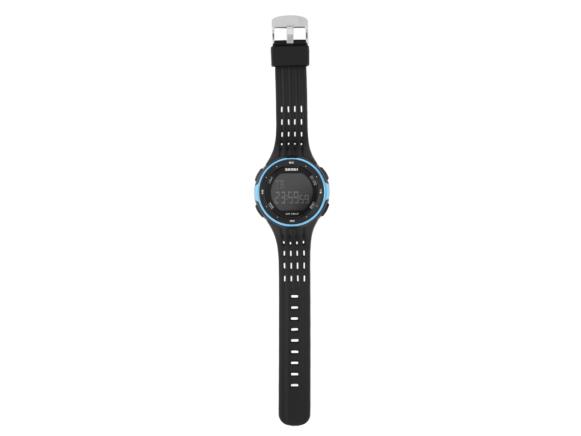 Reloj Deportivo Digital Led Con Retroiluminación, Resistente Al Agua Hasta 50 M, Correa Azul.
