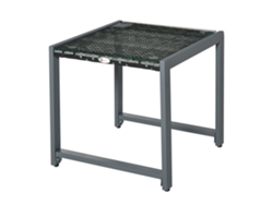 Mesa Apoyo,jardín,vidrio Templado,polirratán,aluminio,impermeable,moderno,gris