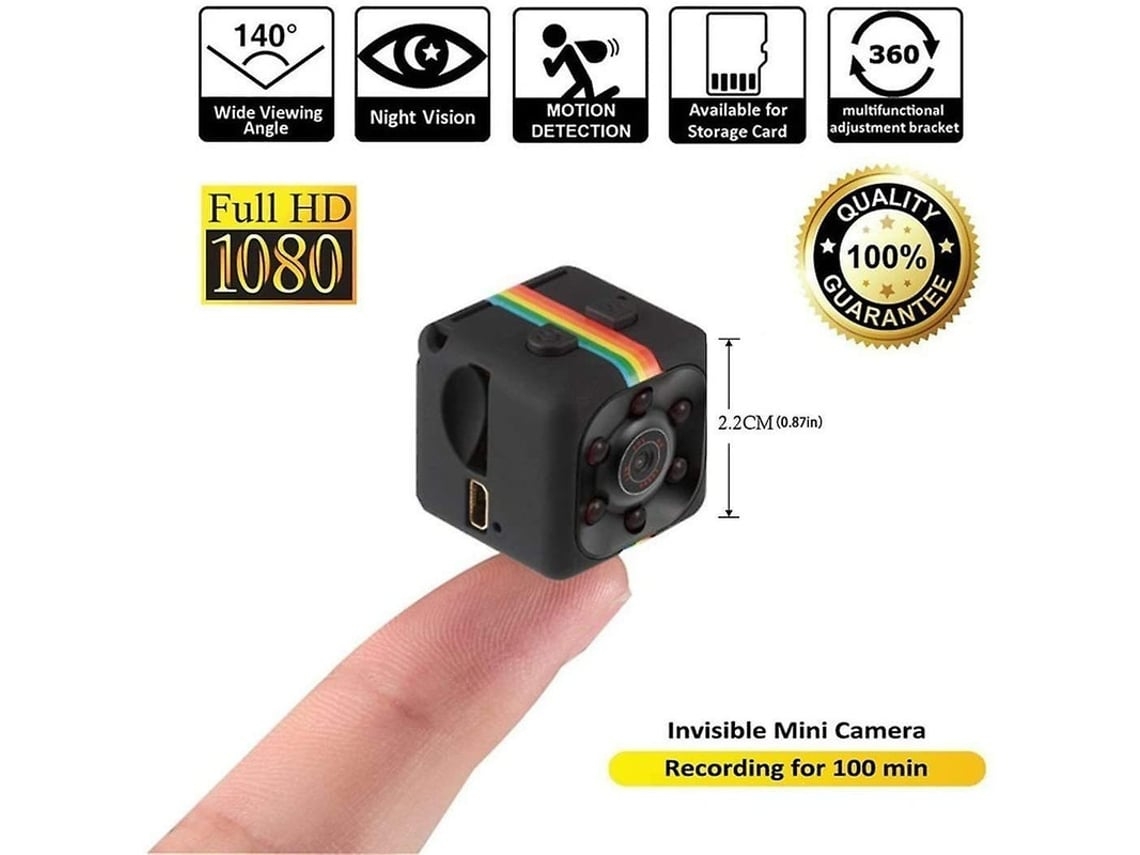 Mini Camara Wi-Fi 1080P Hd Gran Angular Detección De Movimiento 150 Negro YEMAESRE
