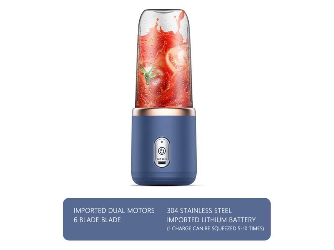 Exprimidor de frutas, exprimidor de cítricos eléctrico portátil con 6 cuchillas, exprimidor de plástico, licuadora de alimentos, trituradora -