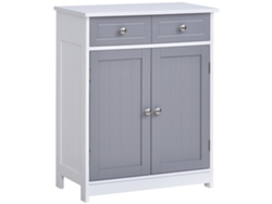 Armario Baño 2 Cajones Doble Puerta Estante Ajustable Gris