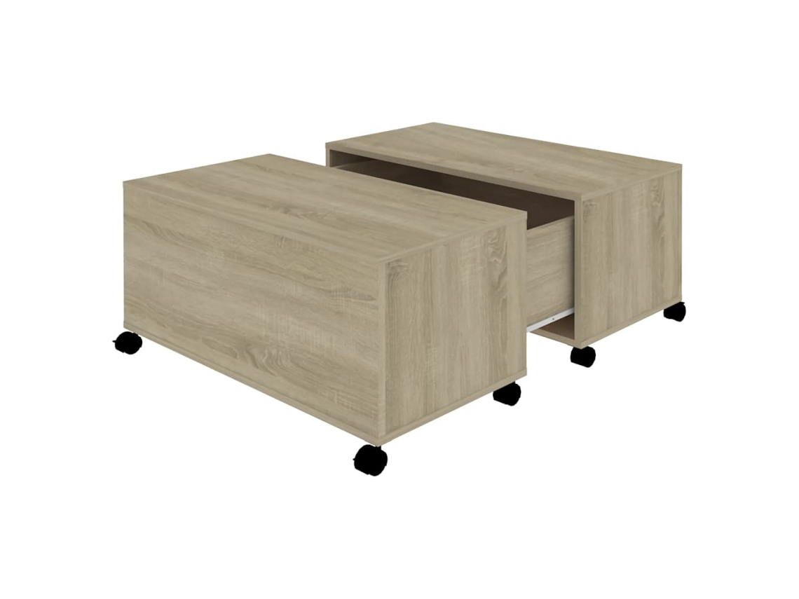 Mesa de Centro de Apoyo 75X75X38 Cm Contrachapado Roble Sonoma