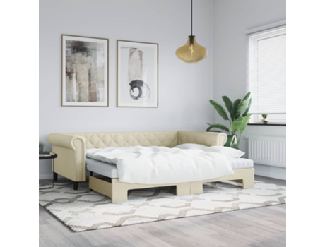 VIDAXL Sofá con cama nido cuero sintético crema 90x200 cm