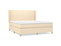 Maison Exclusive - Cama Box Spring Con Colchón Tela Color Crema 160x200 Cm
