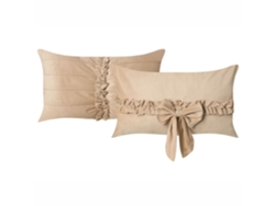 Conjunto De 2 Almofadas Decorativas Beliani Belle De Veludo Creme 50x30x10