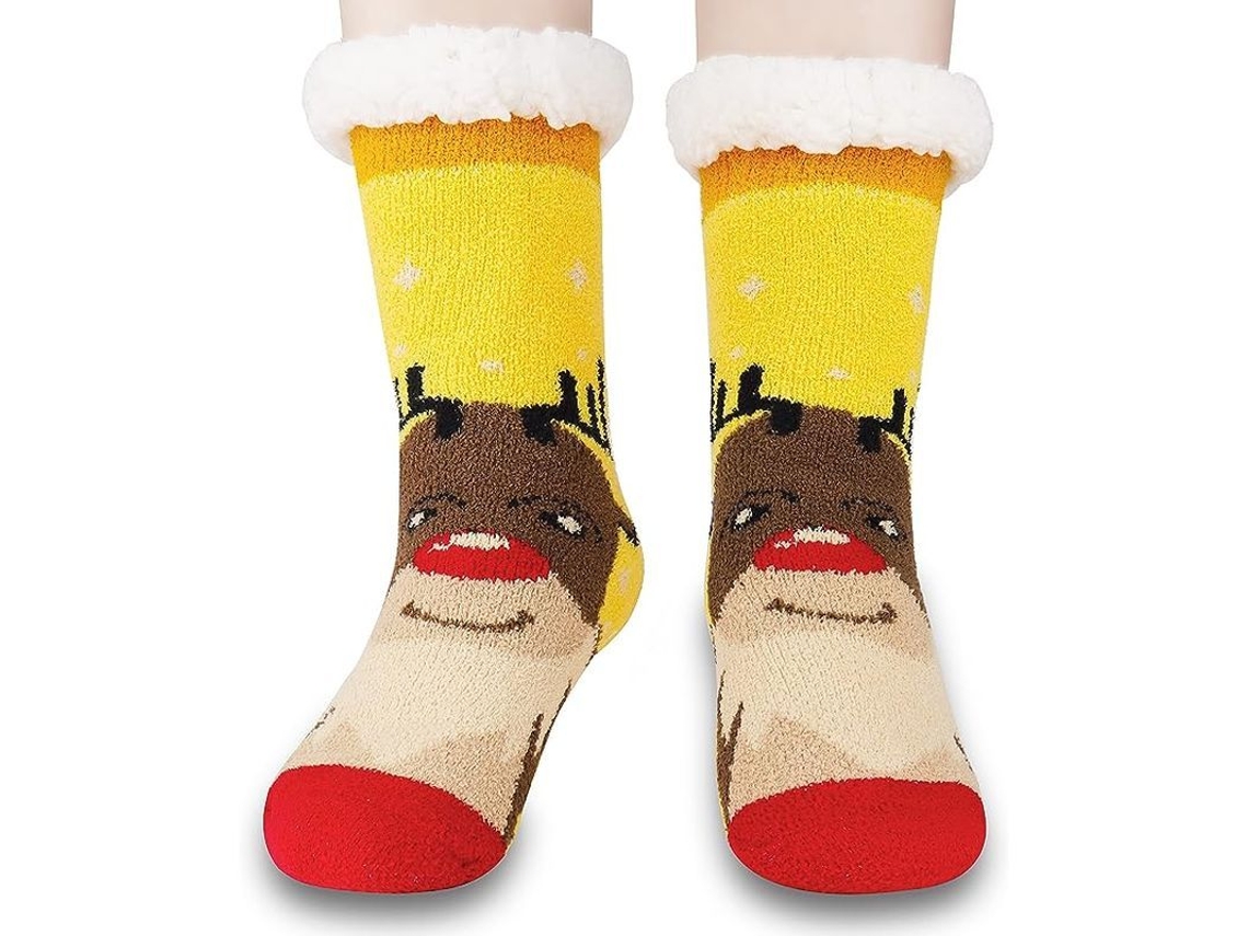 Calcetines De Pantufla Mujer Antideslizantes Navideños Suaves Y Calientes Para Mamá Talla Uk 2.5-5