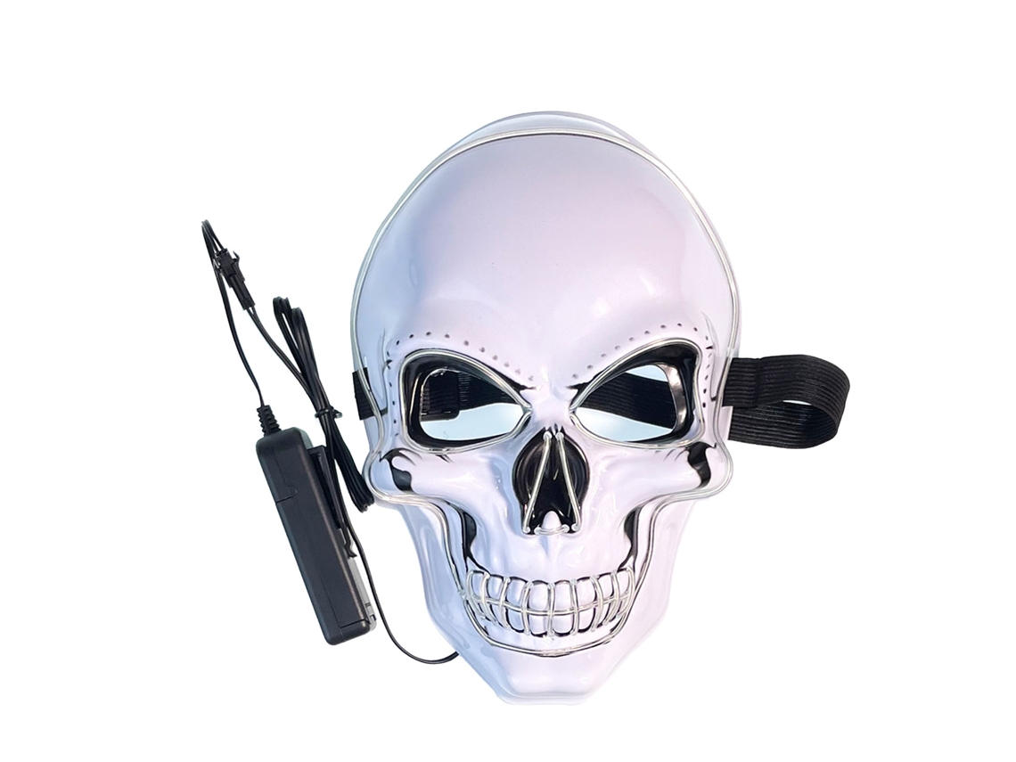 Máscara LED de calavera aterradora con 3 modos de luz azul hielo para Halloween