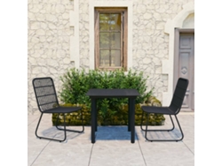 3 Piezas Conjunto De Jantar Para Exterior Vime Pe E Vidro Dkd Home Decor