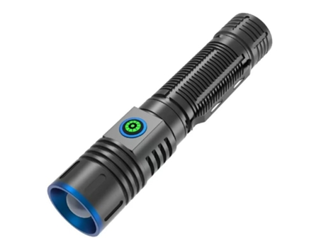 Linterna táctica recargable con funda, linterna LED de 2000 lúmenes altos, 4 modos con zoom, luz de flash EDC pequeña súper brillante (negro) CHRON...