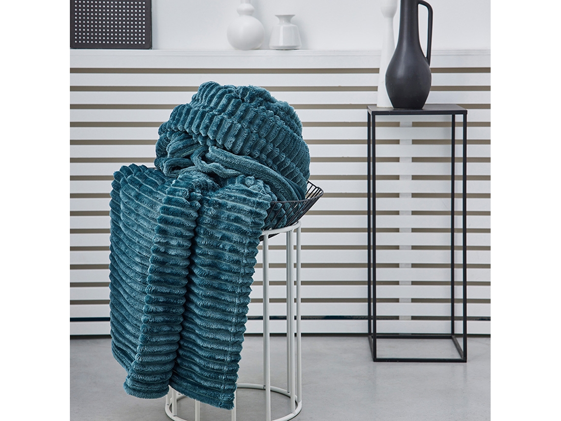 Plaid tacto seda M/Luxury Pana 150x200cm Azul Petróleo MEVAK LIVING