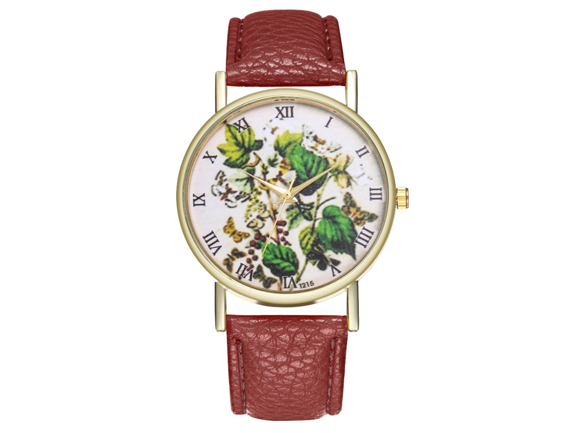 Reloj De Pulsera Analógico De Cuarzo Con Dial Redondo Moda (marrón)