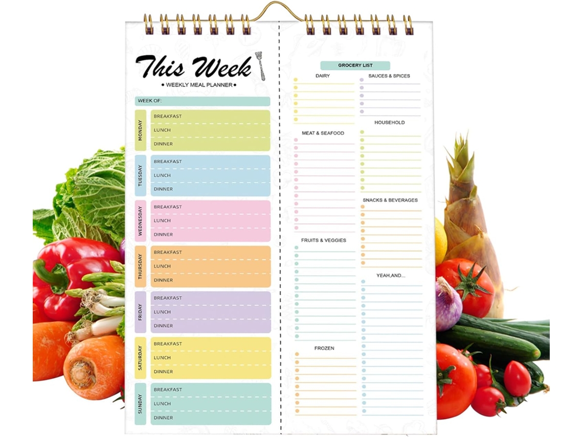 Planificador De Comidas, Magnético Semanal, Hojas De Planificación De Organizadas