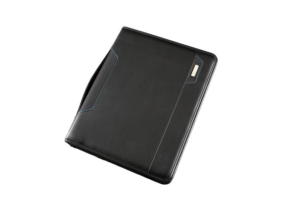 Carpeta Alassio Salerno con cremallera para documentos, piel sintética, negra, Jüscha (30015)