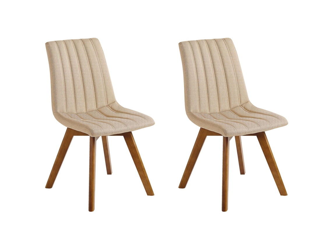 Conjunto de 2 cadeiras de jantar BELIANI Calgary de Poliéster Creme 45x53x84