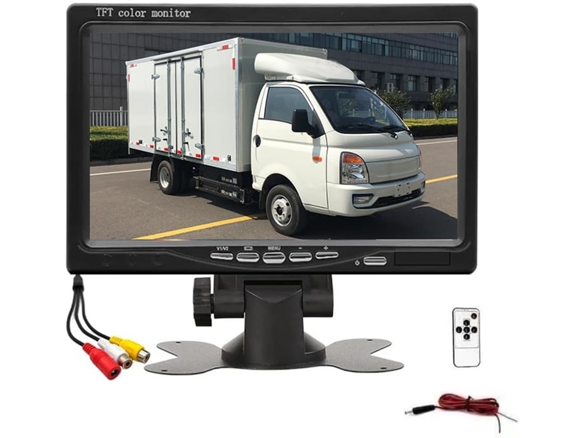 Monitor Lcd Para Coche De 7 Pulgadas (16:9) Y 800 X 480 Píxeles, 12 V/36 V, Con Entrada De Vídeo Bidireccional Y Cámara De Visión Trasera.