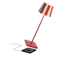 Lámpara de Mesa LED Poldina Lido con rayas rojas, recargable y regulable ZAFFERANO
