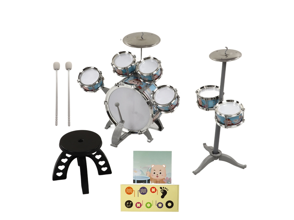 Bj-bateria De Jazz Para Crianças 7 Tambores Som Alto Kit Compacto Para Iniciantes Com Taburete Para Crianças A Partir De 3 Anos