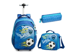 Mochila escolar con ruedas para niños, mochila con ruedas, juego de mochila con fiambrera