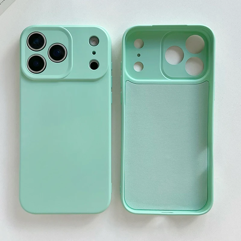 (verde Claro Iphone 16 Pro Max) Funda De Silicona Líquida Para Iphone, Material Tpu Para Protección Contra Golpes.