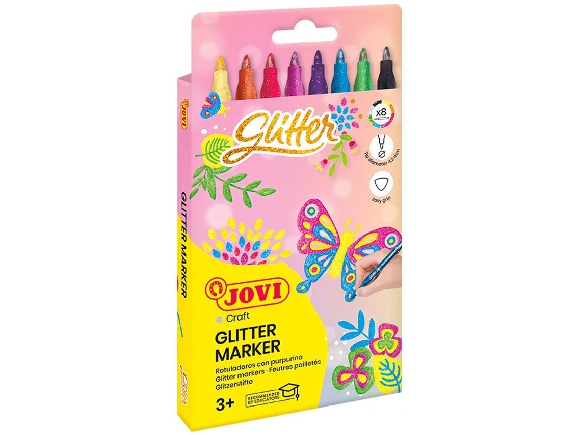 Estuche 8 Rotuladores JOVI Purpurina Glitter JOVI