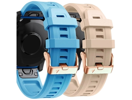 Correa Silicona Cierre Metálico para Garmin Fenix 6S Azul y Albaricoque Pack 2X VEANXIN