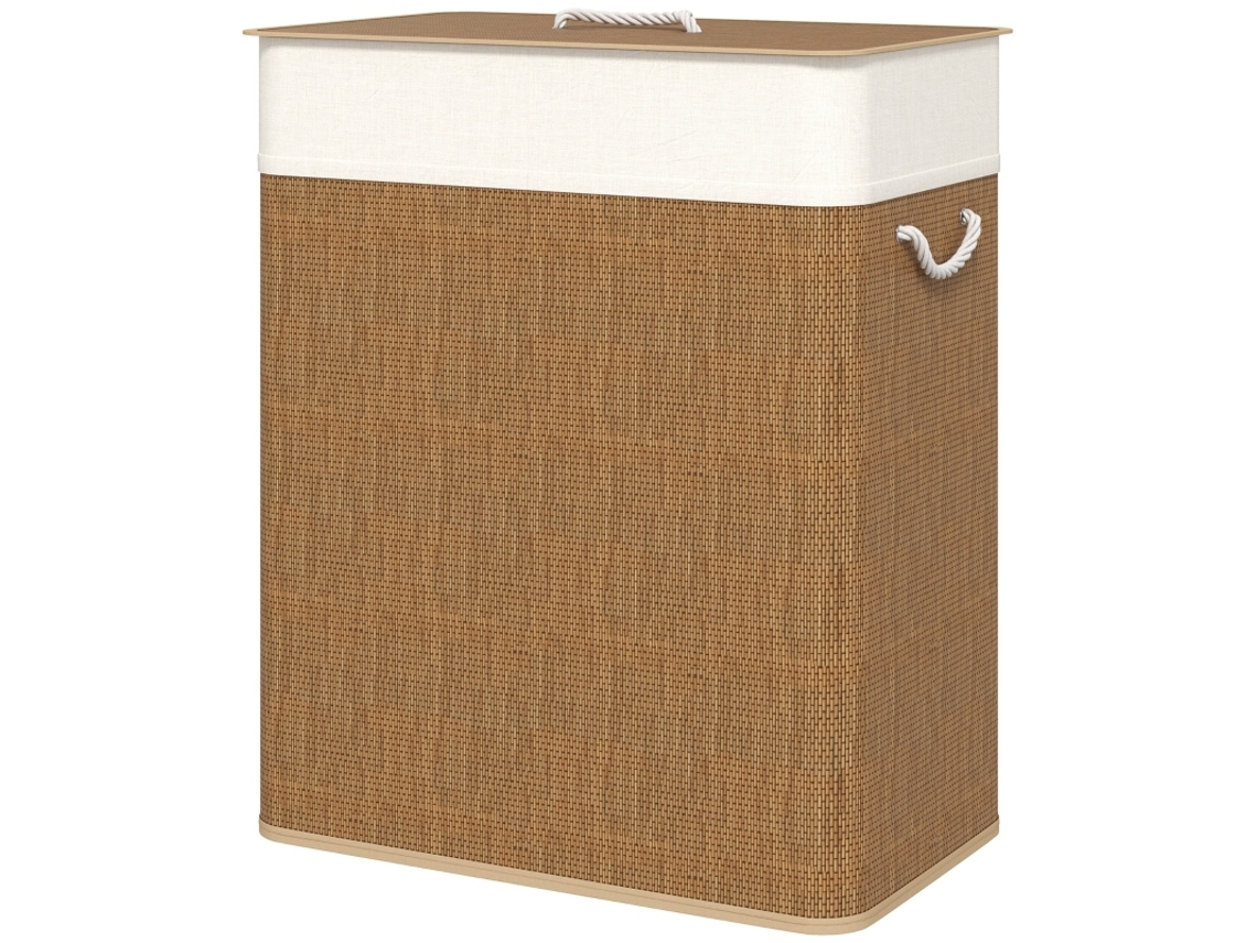 Cesta para la colada ZIWEI STORE (100 l, bolsa extraíble) de bambú, asas de cuerda, marrón