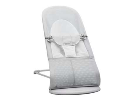 Hamaca Balance Soft BABYBJÖRN Mesh Silver White con Marco Gris Claro