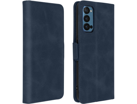 Funda Oppo Reno 4 AVIZAR Vintage Tarjetero Azul Oscuro