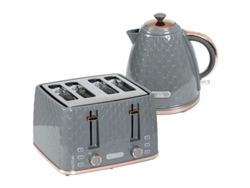 Kit de tostadora 2 en 1 con hervidor de agua, 1,7 l, 4 rebanadas, plástico gris, Ziwei Store