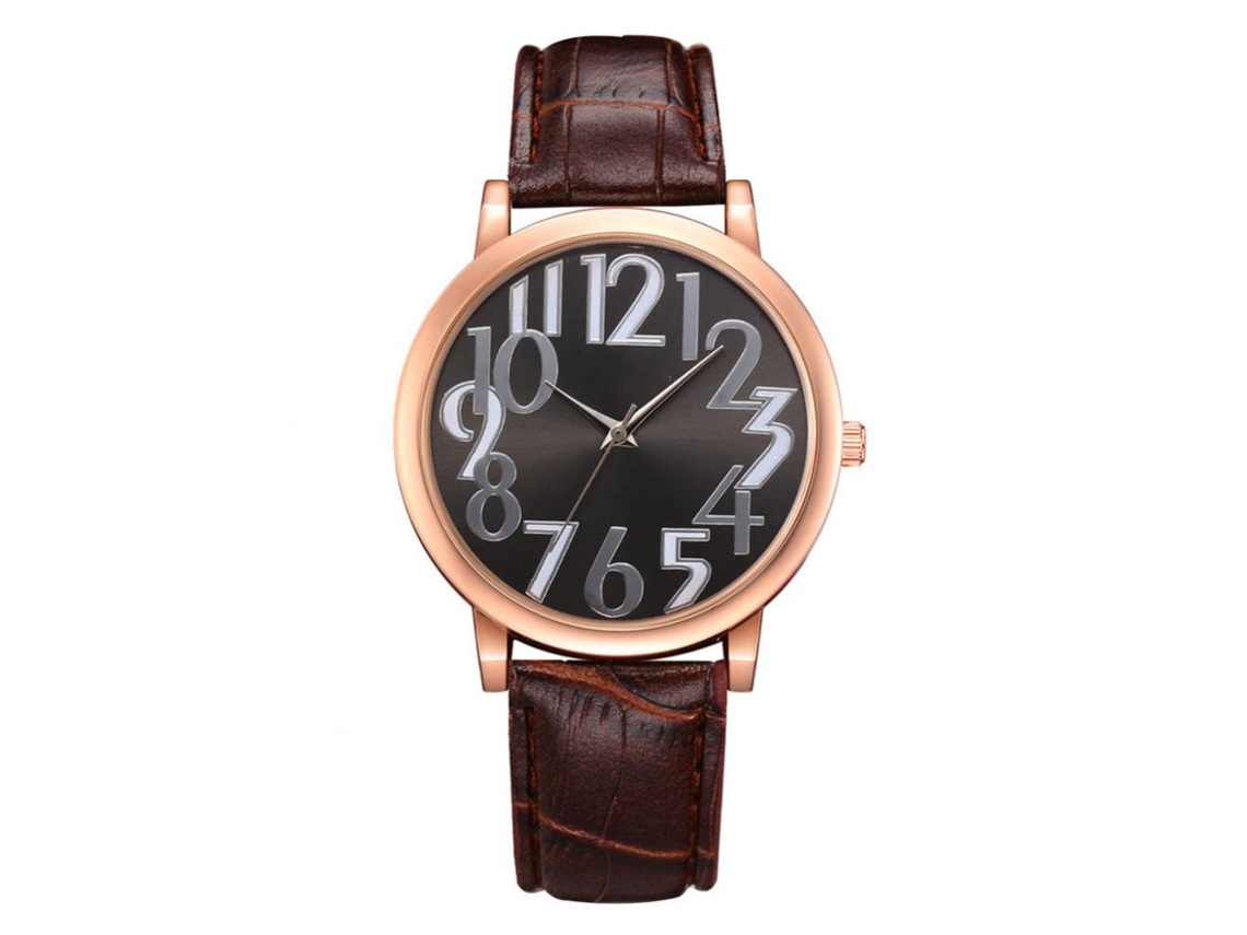 Reloj De Pulsera De Aleación Con Esfera Redonda, Movimiento De Cuarzo Y Correa De Piel Sintética (rojo).