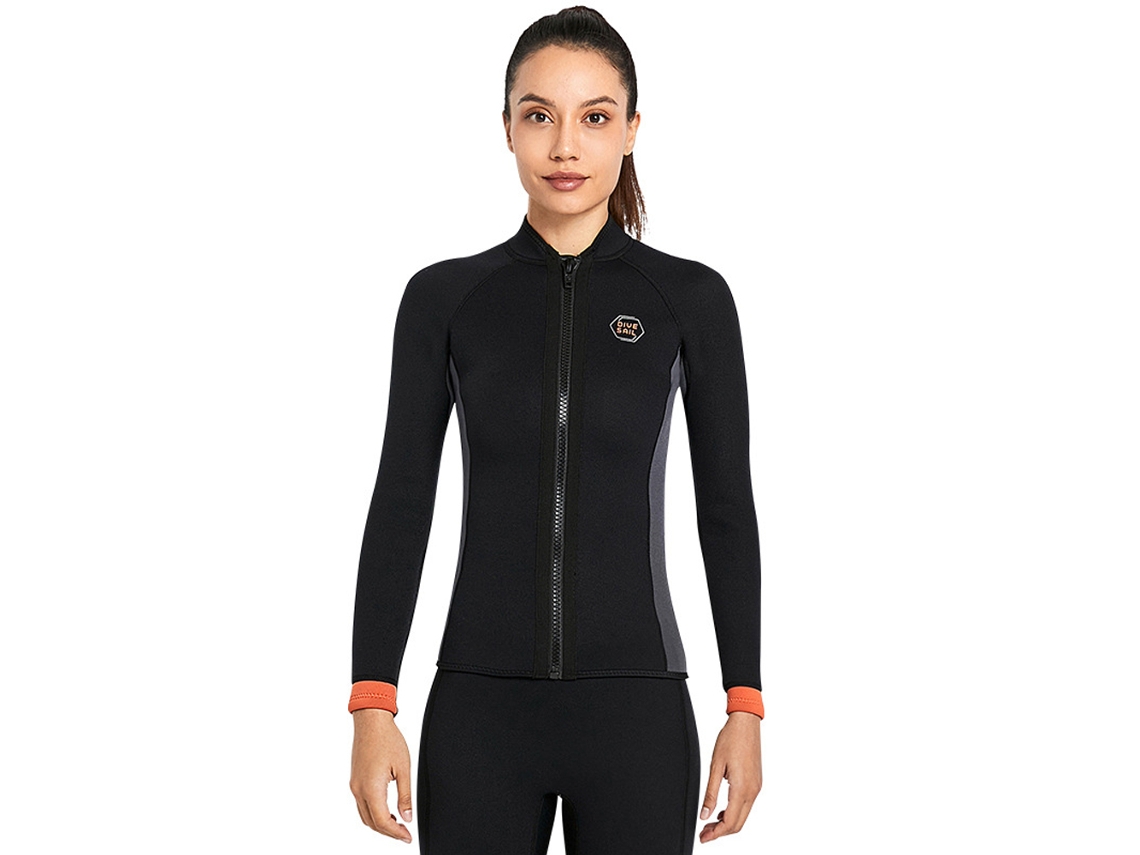 Camiseta De Manga Larga De Neopreno De 3 Mm Con Cremallera Frontal Para Surf, Natación, Buceo Y Ciclismo Acuático.