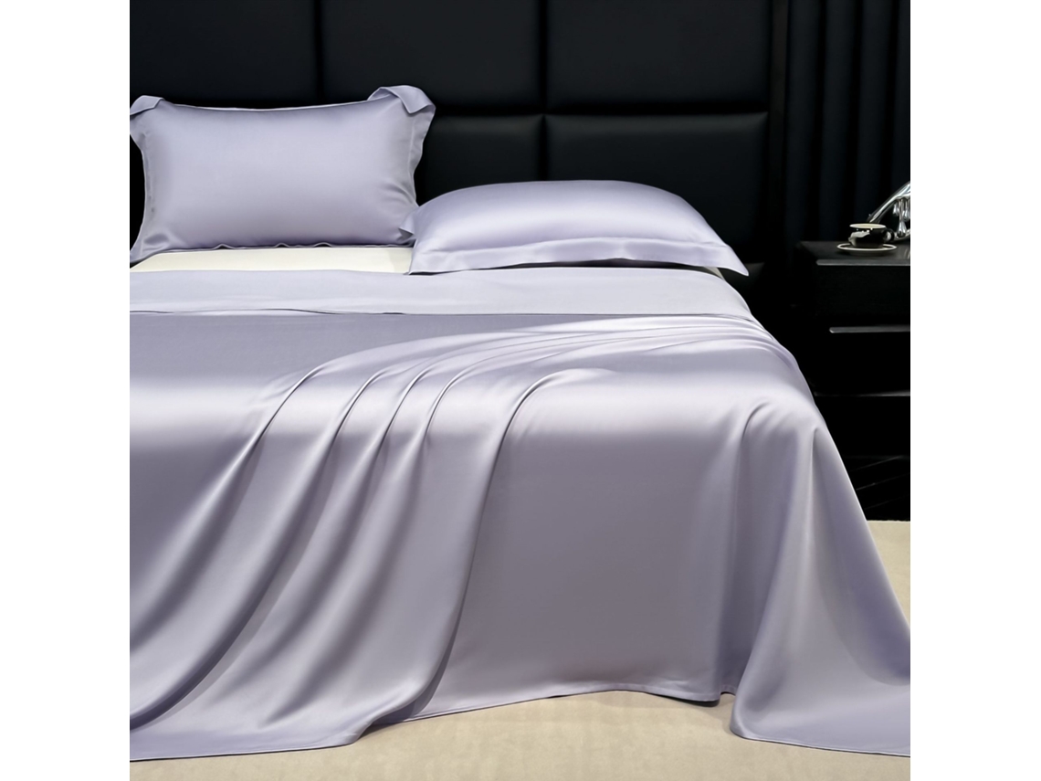 Juego De Sábanas De 3 Piezas Chrui (sábana Superior Y Dos Fundas De Almohada), Seda De Hielo Lavable, 230x250cm (morado)
