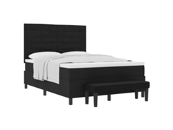 Maison Exclusive - Cama Tipo Box Spring Con Cabecera Negro 160 X 200 Cm Tela