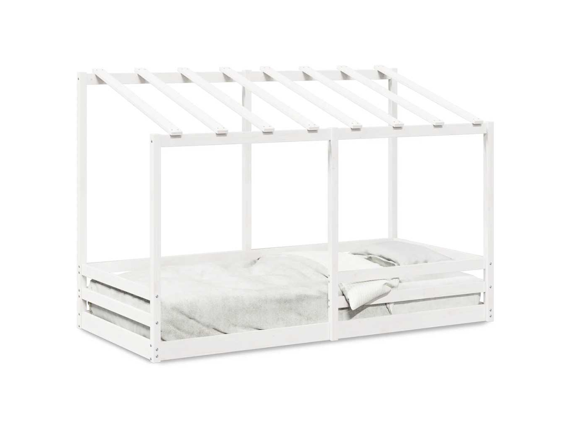 Maison Exclusive - Cama Infantil Con Techo Madera Maciza Pino Blanca 90x200 Cm