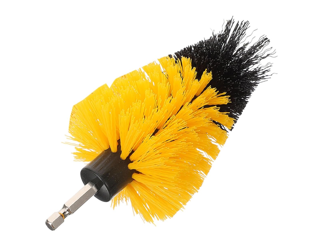 Cepillo Motorizado Amarillo De 5 Pulgadas Para Taladro, Cabezal De Limpieza Y