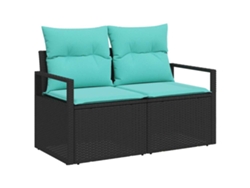 Maison Exclusive - Conjunto De Sofá De Jardín 9 Pcs Negro Y Verde Azulado