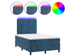 Maison Exclusive - Cama Box Spring Colchón Y Led Terciopelo Azul Oscuro 120x200 Cm