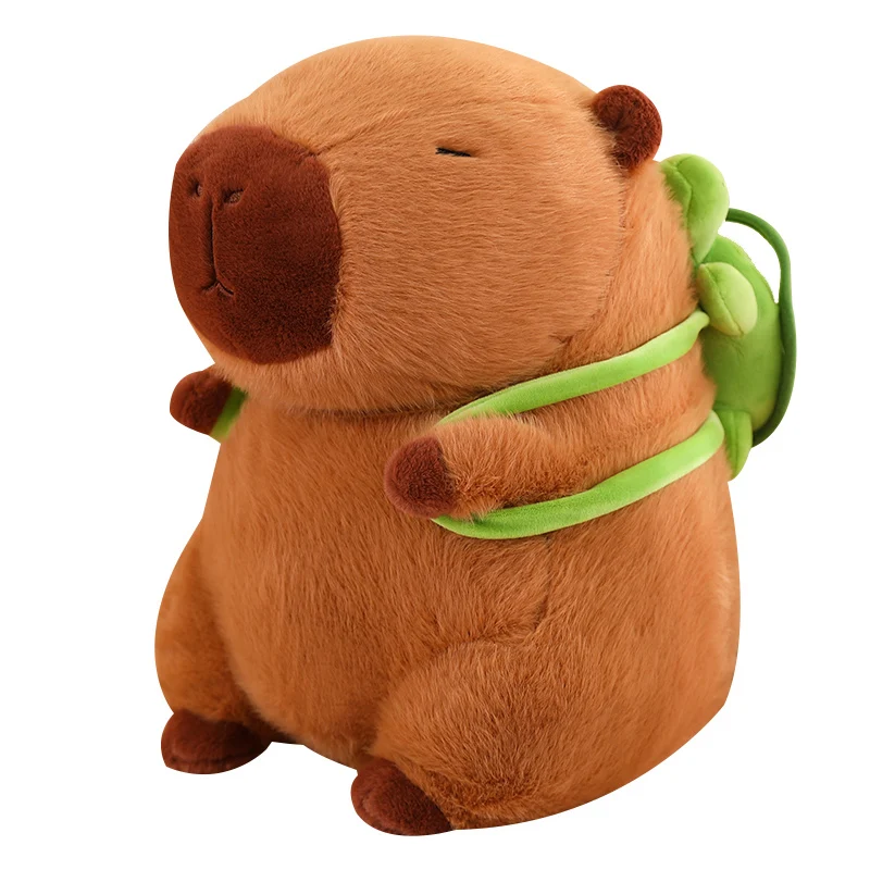 (33 Cm) Lindo Peluche De Capibara Con Mochila De Tortuga