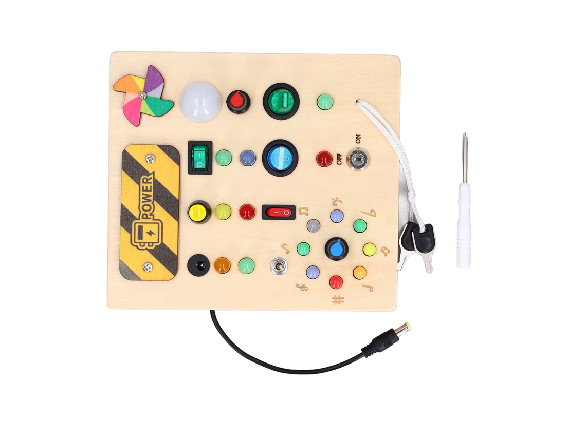 Ats-tablero Sensorial De Luz Molino Aprendizaje Coordinación Ojo-manos Madera Educatsivo Interruptor Infantil