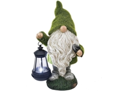 Figura Divertida De Gnomo De Jardín Con Linterna Solar Led Resistente A La Intemperie.