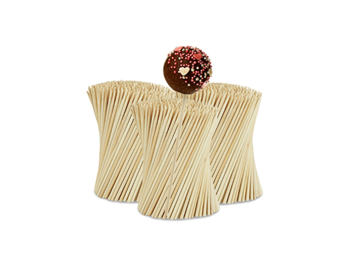 Relaxdays Palos Cake Pop, 1000 Unidades, 15cm Largo, Palillos Piruleta Bambú, Palitos Popcake, Pinchos De Tarta, Natural