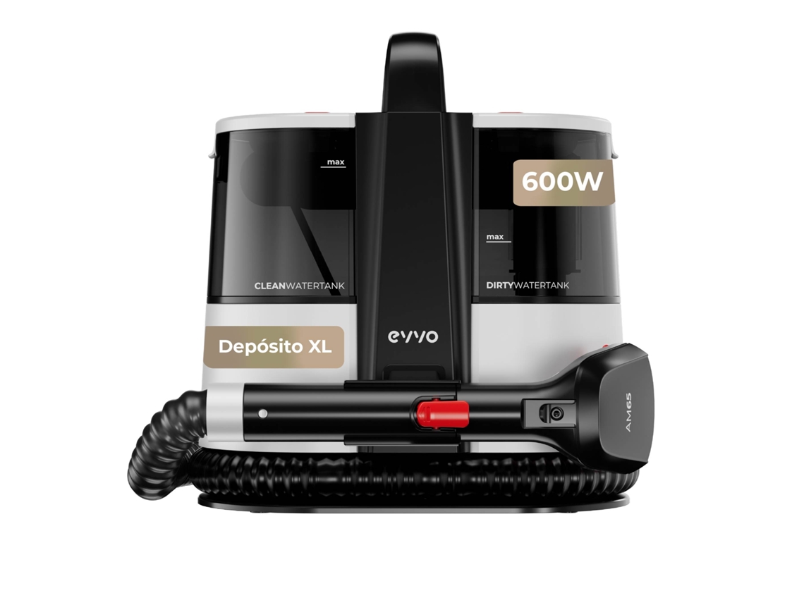 Limpiador de tapices Evvo Am65, 600 W, depósito de 1,5 l, accesorios XXL y Ventanas, depósito doble
