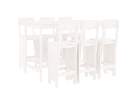 Conjunto 7 de mesa y taburetes altos jardín VIDAXL madera pino blanco