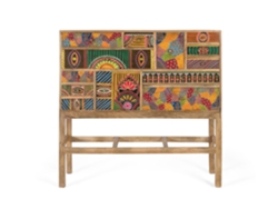 Consola de madera maciza de mango con detalles pintados a mano. Giner y Colomer
