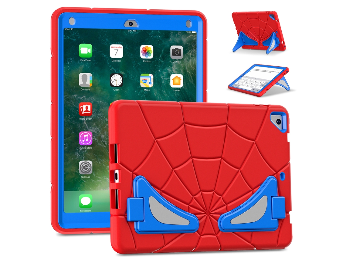 YUYSAN Funda para iPad 9.7/iPad 5th/6th Kids Cartoon Spider-Man PC Stand Funda de Silicona para Tableta Rojo y Negro