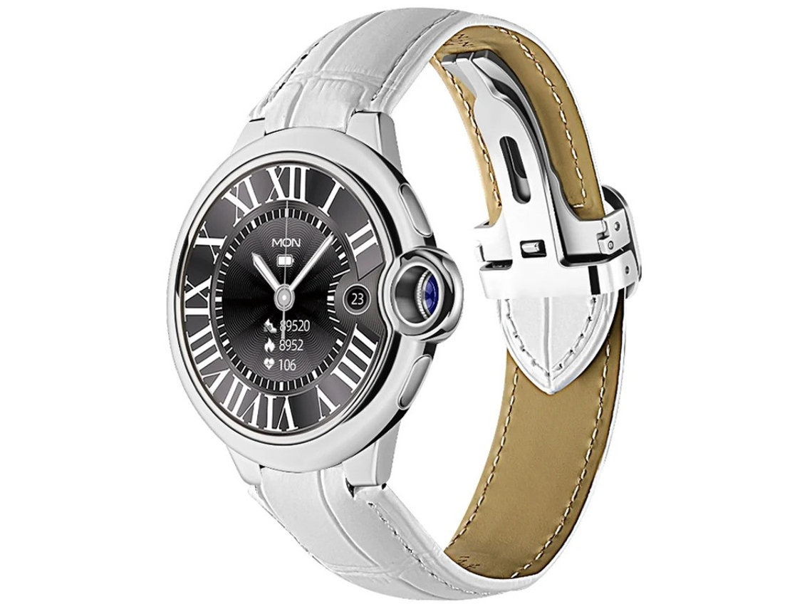 Reloj inteligente Bestvite con llamadas Bluetooth, monitorización de frecuencia cardíaca y diseño moderno (blanco)